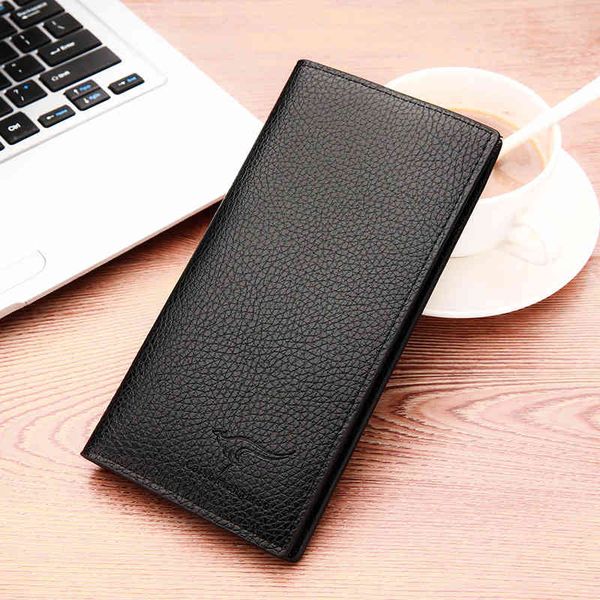 

kangaroo men's hand bag long leisure male student multi card folding zero wallet gift, Red;black