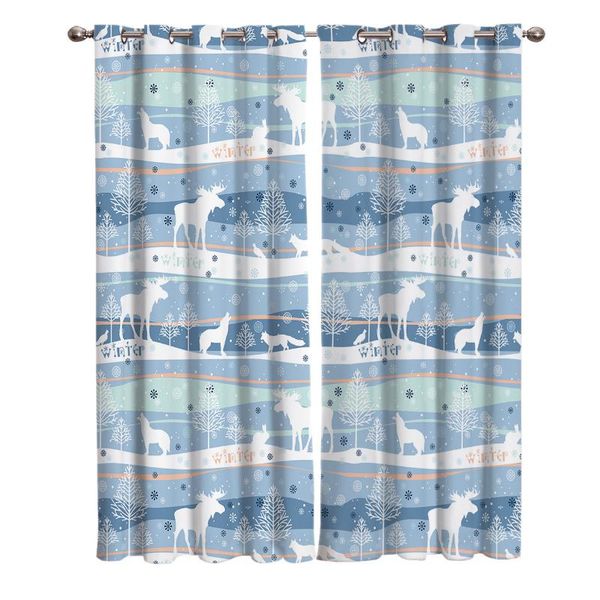 

curtain & drapes christmas snowflakes and elk curtains window living room kitchen indoor high blackout