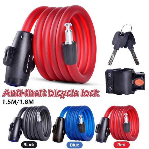 

bike locks anti-theft 1.5m/1.8m long steel wire chains lock electric car portable cable bicycle cycling accessory