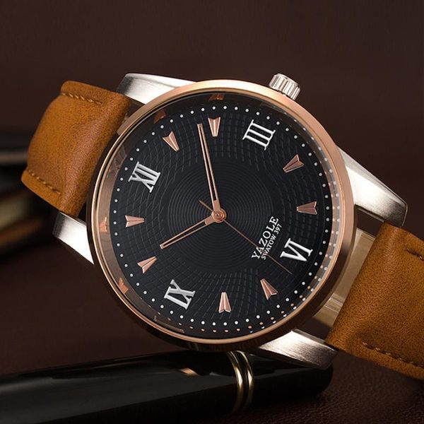 

wristwatches ultra thin quartz watch reloj yazole men waterproof for fashion simple black male wristwatch montre homme, Slivery;brown