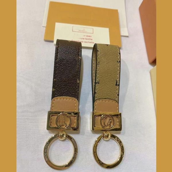 

keychains luxury brown keychain simple car key chain metal buckle rings decoration accessories with box, Silver