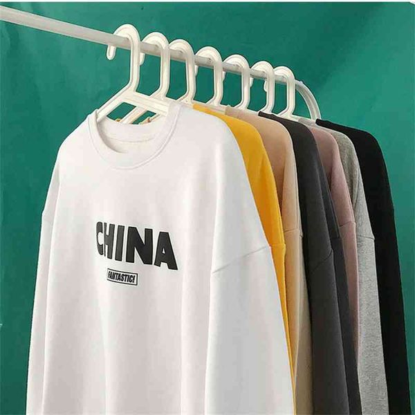 

collarless letter sweater ovrsize loose round neck pullover casual base coat, Black