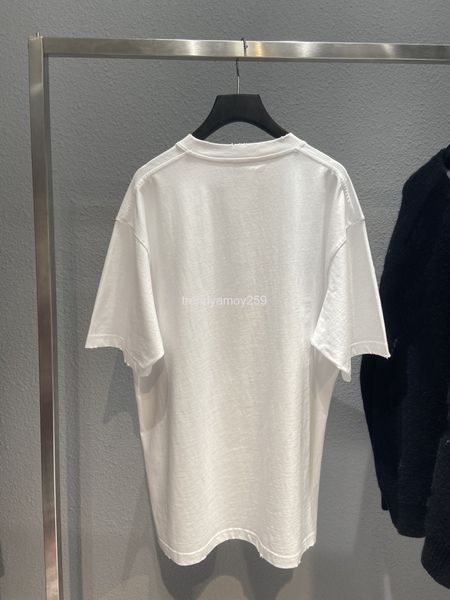 

women's t-shirt spring and summer high version b family foam deer print pullover round neck loose casual men's women's same t, White