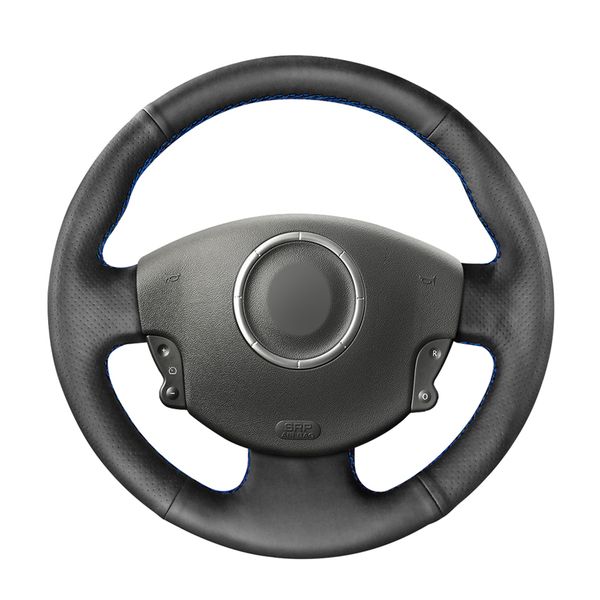 

hand-stitched black pu artificial leather car steering wheel covers wrap for megane 2 2 grand scenic kangoo 2