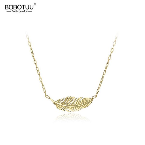 

classic stainless steel chains chokers necklace jewelry rose gold color feather neckalces bridal wedding bn18032, Golden;silver