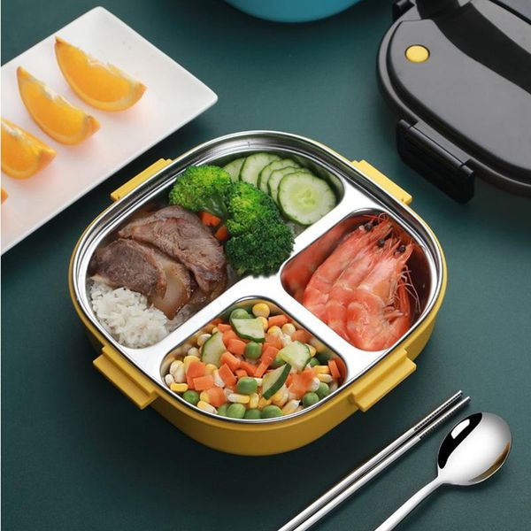

dinnerware sets portable lunch box 3 compartment leakproof container bento for kids children office worker healthy material 2021