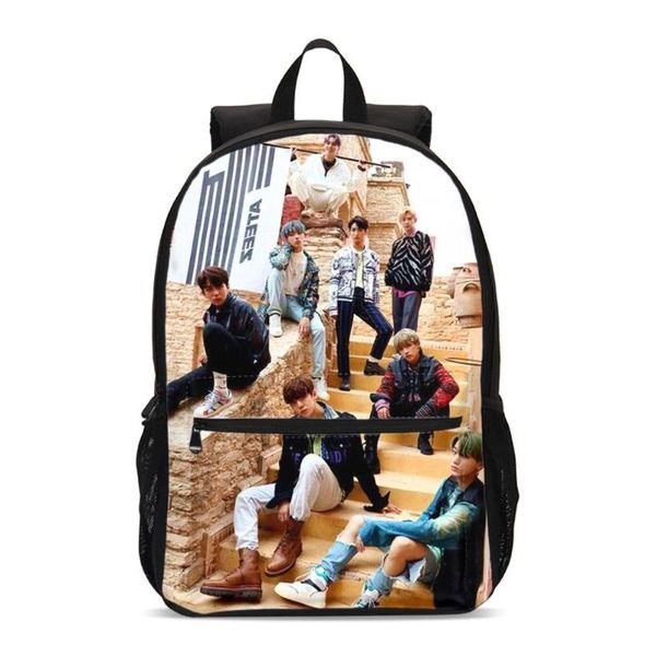 

backpack ateez kpop group kq fellaz concert fan meeting school shoulder girls teenage bagpack mochila mujer bolsa escolar