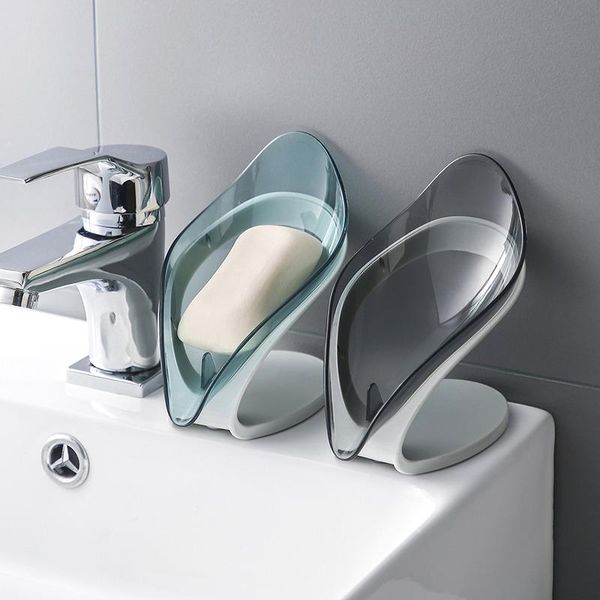 

soap dishes bathroom dish holder leaf shape box storage non-slip drain case container kitchen accessorie