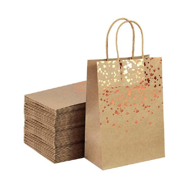 

gift wrap 6pcs kraft paper heart packing handles bag wedding birthday party supplies navidad christmas decoration goodie wrapper bags