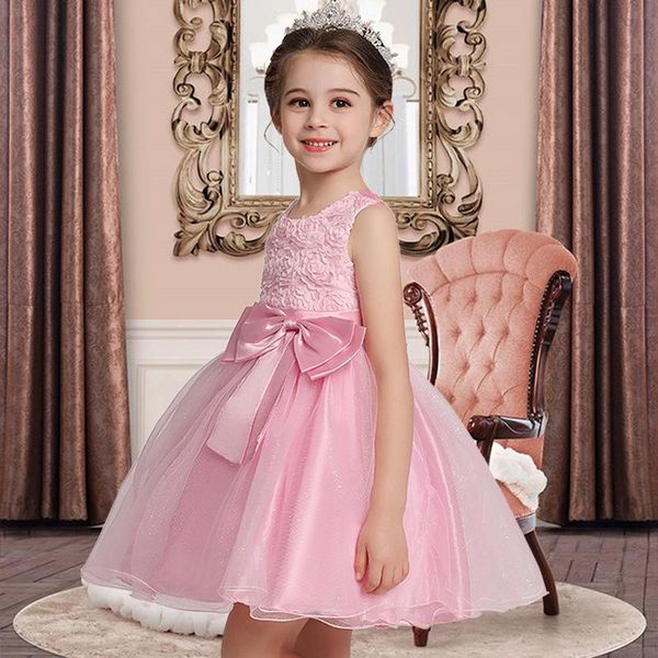 

girl's dresses high-end elegance children's wear flower girl dress performance kids piano birthday lace princess tutu baby clothin, Red;yellow