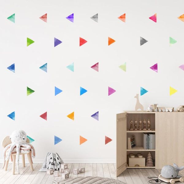 

wall stickers cartoon rainbow colors triangle watercolor nursery sticker peel and stick diy decals for kids room interior home decor