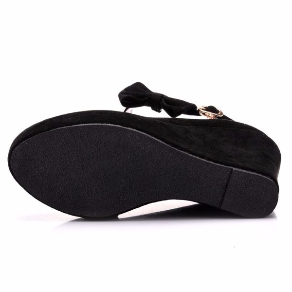 

sandals women high heels fashion wees ladies platform buckle bowtie pumps for woman plus size wedding shoes, Black