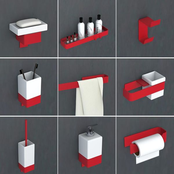 

bath accessory set red bathroom hardware toothbrush holder metal accessories spray painting shelf towel rack soap dispenser