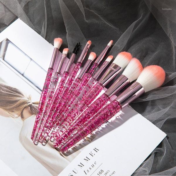 

10pcs colorful makeup brush set cosmetic beauty make up tool se glitter shinny crystal foundation blending power brushes1