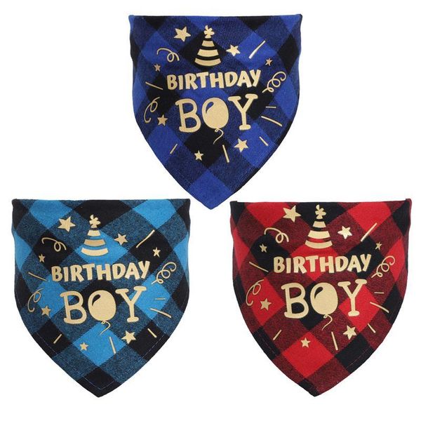 

dog apparel bandanas pet puppy cat neck scarf collar cotton plaid birthday boy/girl print saliva towel small medium accessories