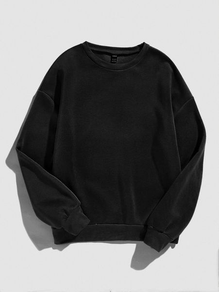 

solid round neck sweatshirt v1yr#, White;black