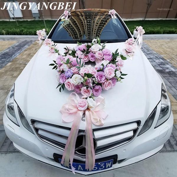 

artificial silk rose wedding car flower set decoration party holiday 4s shop hood show layout decorative flowers & wreaths1