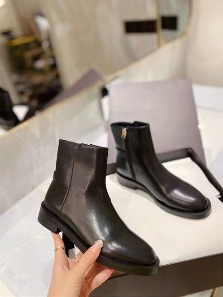 

boots women fashion cowhide designer boot womens low winter with genuine leather rubber work safety wholesale original quality, Black