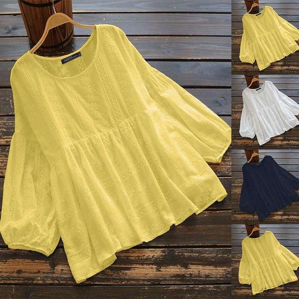 

women's blouses & shirts fashion women embroidery blouse zanzea hollow casual long sleeve blusas female lace patchwork tunic chemise p, White