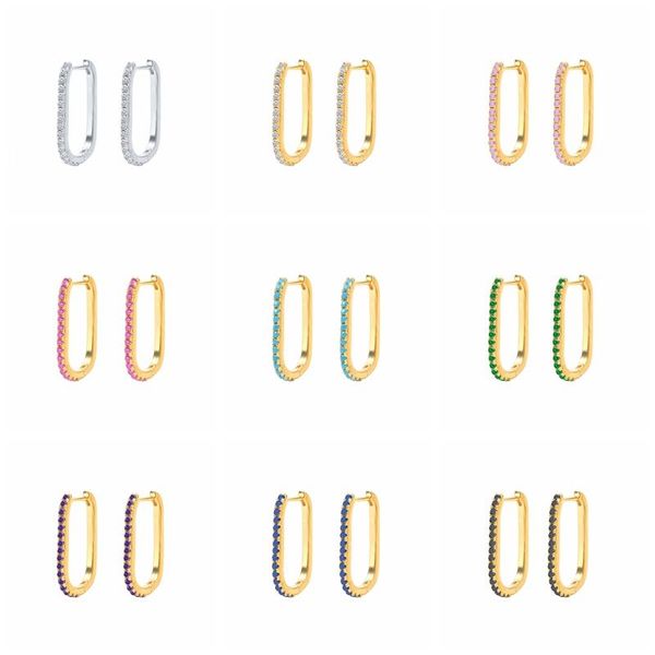 

hoop & huggie canner zircon earrings for women 925 sterling silver ear hoops formal elegant gorgeous delicate pendientes present, Golden;silver