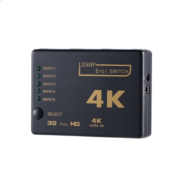 

mini -compatible switcher 4k hd1080p 3 5 port switch selector splitter with hub ir remote controller for hdtv dvd tv box z2 audio cables & c