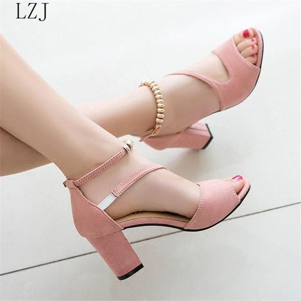 

sandals 2021 spring fish mouth hollow roman thick with a word beaded high heels female summer x25, Black