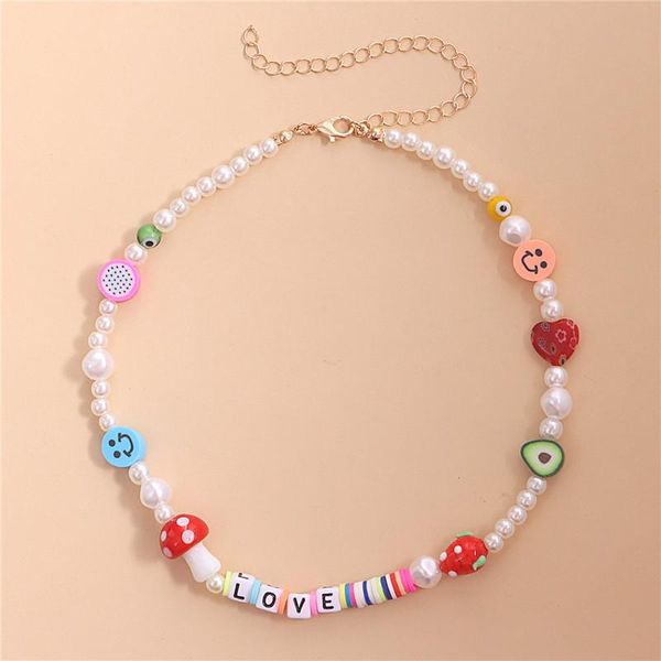 

chains fashion pearl choker beads necklace for women fruit pendant charm lady love accessoreis bohemian jewelry 2021, Silver