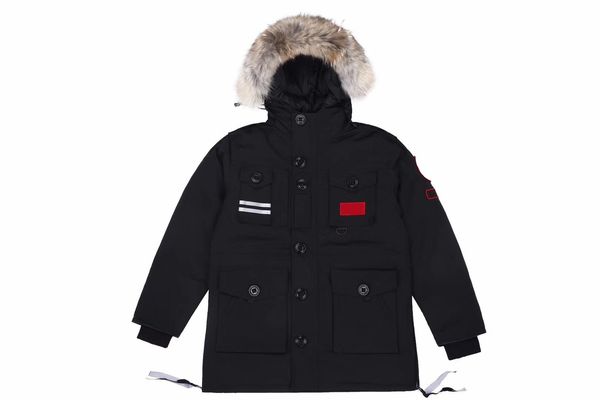 

down parka jackets goose mens womens designers winter jassen outerwear big fur hooded fourrure manteau 150th downs canada\rjacket coats, Black