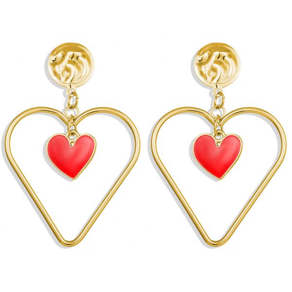 

five pearl eye earrings creative double peach heart pendant earrings, Silver