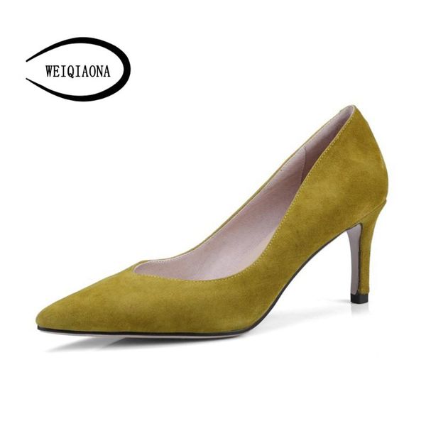 

7cm fine high heels sheep leather basic women's singles shoes fashion pointed women pumps dress work, Black