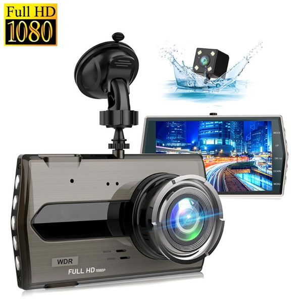 

dual lens car dvr video recorder camera 4 inch ips display full hd 1080p dash cam loop recording night vision g-sensor dashcam dvrs