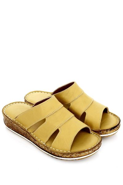 

slippers genuine leather yellow antique women 's 20601, Black