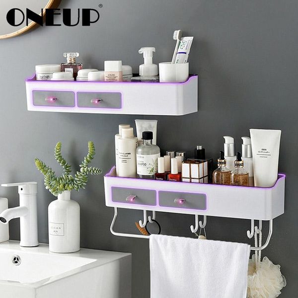 

wall mount bathroom shelf shampoo shower storage baskets rack for wc accessories plastic towel shelves