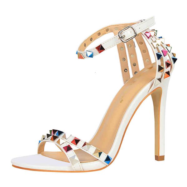 

sandals western roman style women shoes thin heels ultra high heel open toe porous multi-color riveted g0208 6glb, Black