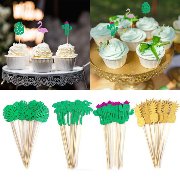 

other festive & party supplies 12pcs cupcake er hawaiian luau summer flamingo pineapple palm leaf cake decoration for birthday wedding d