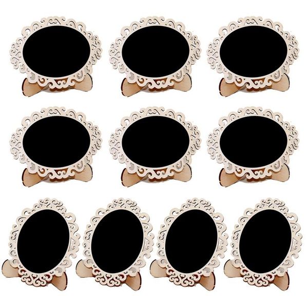 

decorations 10pcs wooden creative hollow small blackboard stickers display stand wedding home decoration ornaments