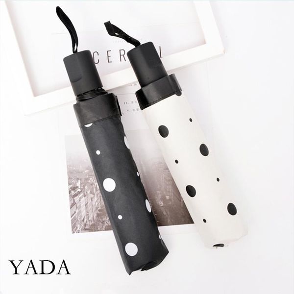 

umbrellas yada 2021 ins fashion black dot 3-folding umbrella rain uv for women man windproof fold ys200101