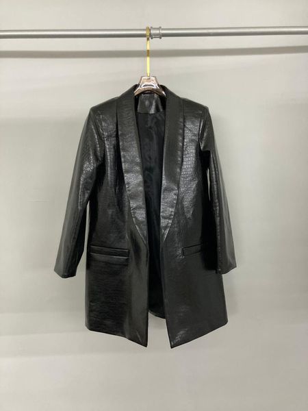 

ladies high-quality fashion long-sleeved lapel solid color crocodile pattern suit 0108 women's suits & blazers, White;black