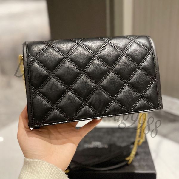 

luxury brand balck small check shoulder bags fashion women tartan gold buckle flip chain crossbody bag for ladies real leather envelope purs