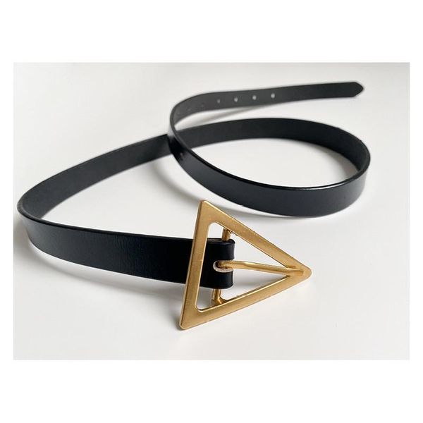 

belts he sa custom triangle thin belt women retro personality fashion waist metal quality coat accessories elegant french, Black;brown