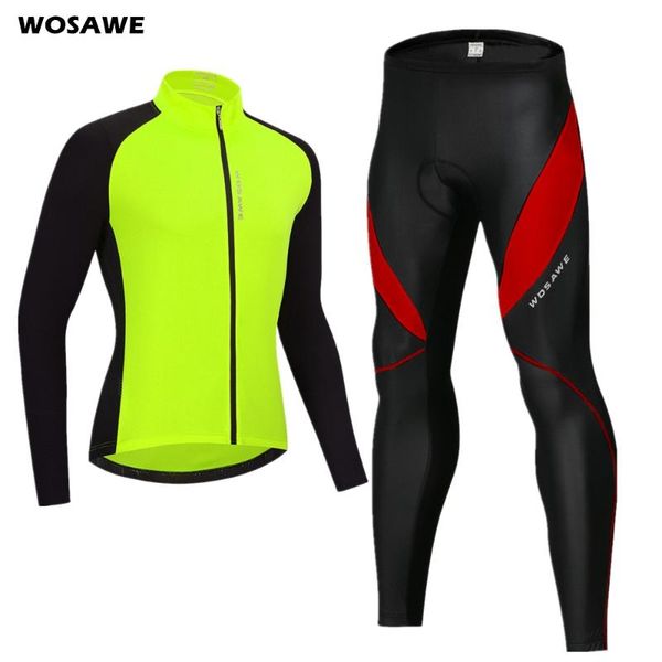 

racing sets wosawe autumn cycling clothing warm bicycle clothes suit quick-dry mountain bike jersey set men long sleeve m-3xl, Black;blue