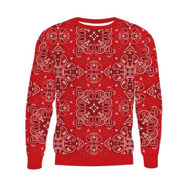 

men's hoodies & sweatshirts fashion men women 3d printed bandana sweatshirt paisley sleeve t shirt sport pullover tees v7, Black