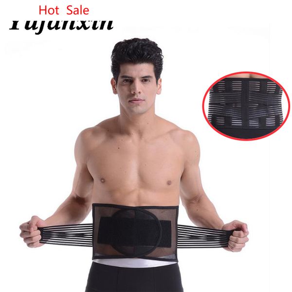 

lumbar support waist adjustable pain back injury supporting brace for fitness weightlifting belts sports safety corrector, Black;gray