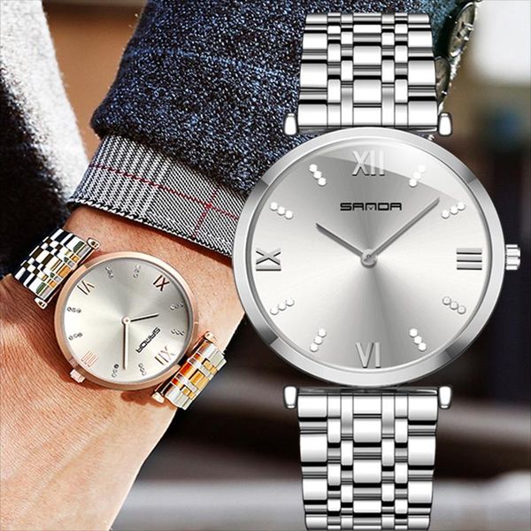 

wristwatches business watch stainless steel quartz simple fashion waterproof gold men mens 2021 shockproof, Slivery;brown