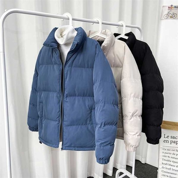 

winter warm jackets men fashion casual cozy all-match stand collar thick parka brand street hip hop baggy thicken coat 211214, Black