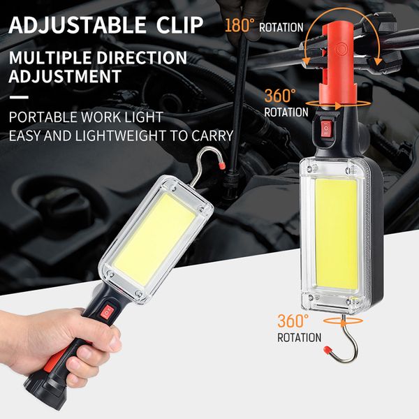 Z40 Lampada da lavoro a LED Potente lanterna portatile con magnete a gancio Lampada da campeggio COB USB ricaricabile 18650 Torcia elettrica impermeabile