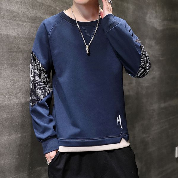 

sweatshirtsfall men's hoodies & simple and versatile round neck pullover long sleeve sweater loose bottoming shirt autumn, Black