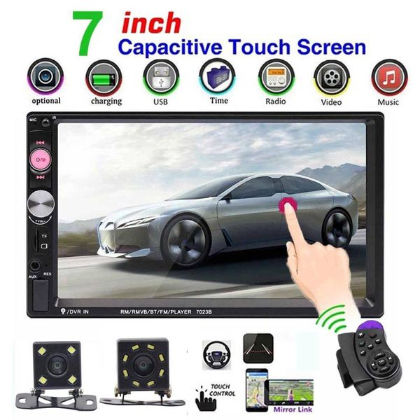 

car video radio 7023b hd 7 inch 2 din bluetooth audio mp5 player with rear camera