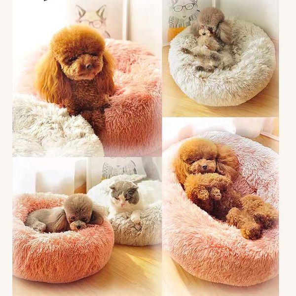 

kennels & pens super soft pet bed winter warm sleeping for dogs kennel dog round cat long plush large and medium cat/pet houses