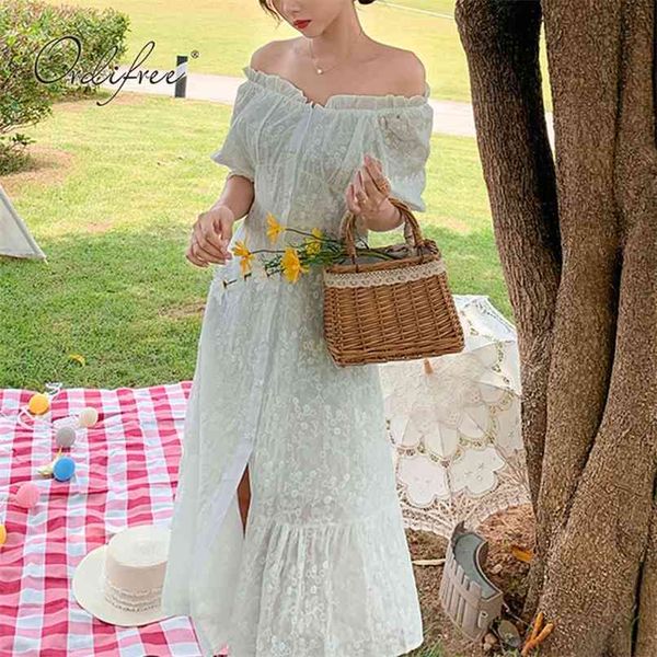 

summer women off shoulder maxi dress embroidery white lace long tunic beach 210513, Black;gray